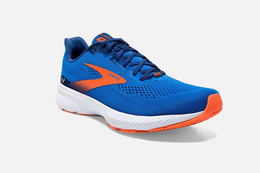 Brooks Running Shoes - Launch 8 Road Mens - Blue/Orange - FWY-092436